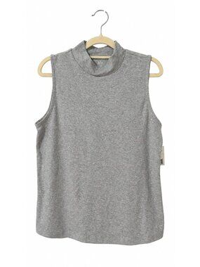 IYLA Women’s Mock Neck Ribbed Sleeveless Top Gray L NWT Stretch Layering Tank